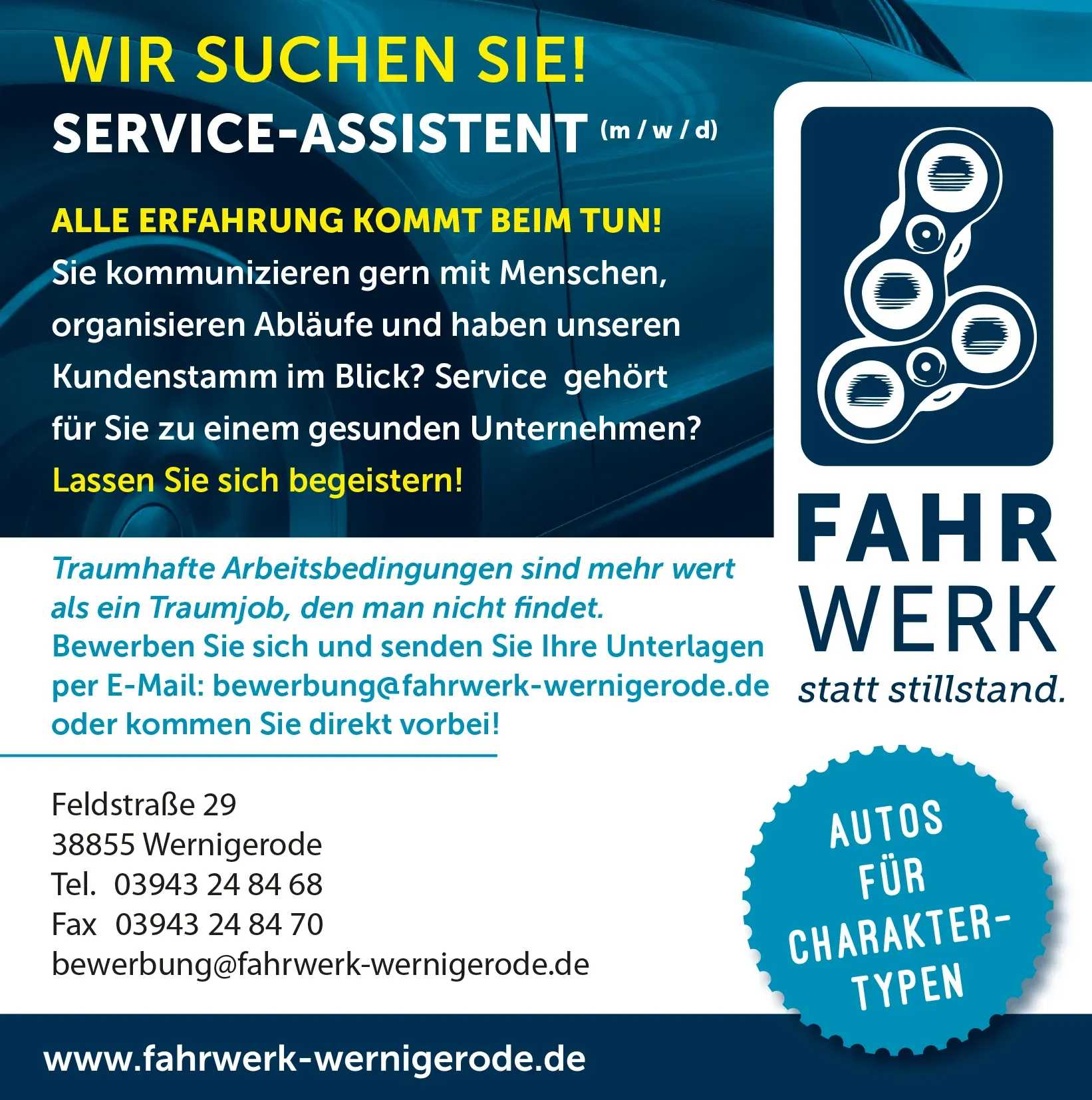 Jobangebot: Serviceassistent*in in Wernigerode